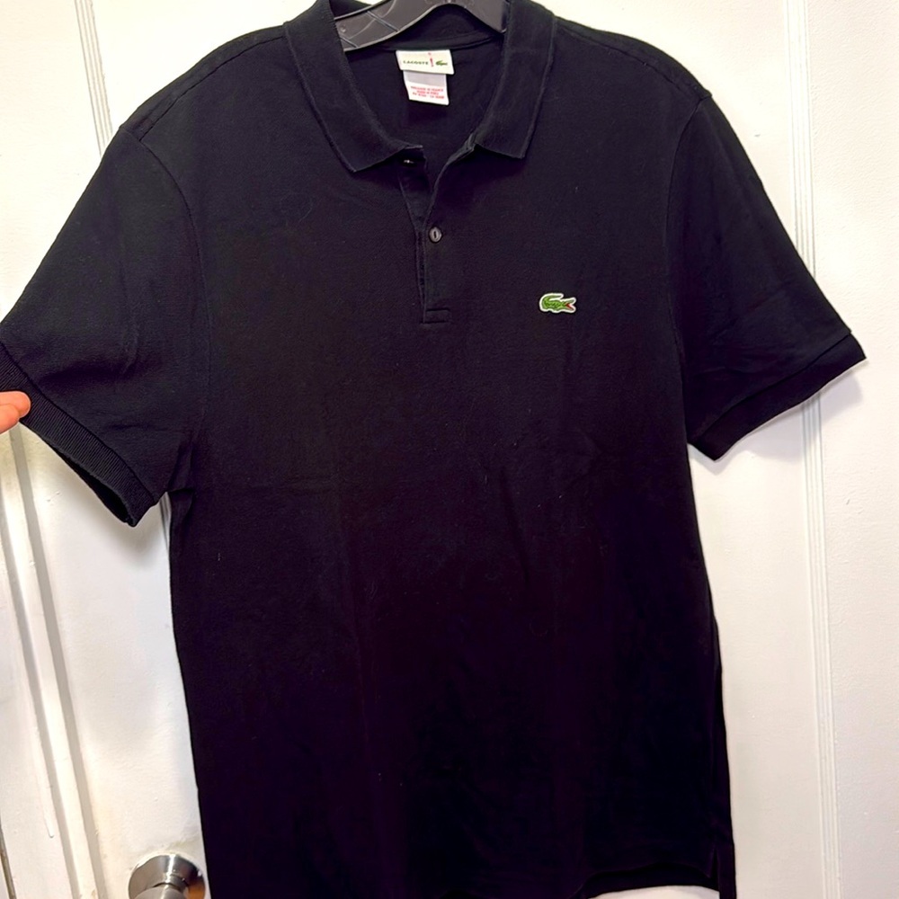 Lacoste Cotton Piqué Polo – Black | Size Large